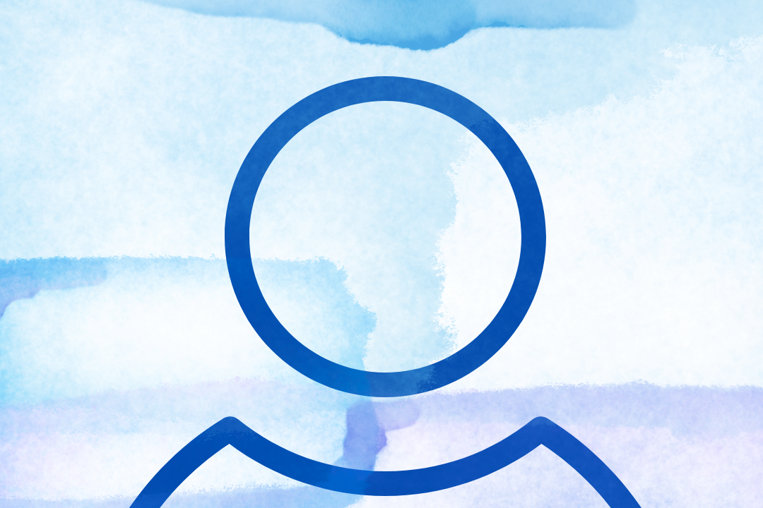 Grafik eines Menschen in blau mit verschwommenem blauen Hintergrund