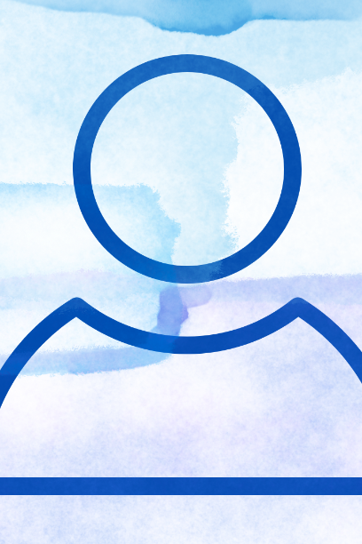 Grafik eines Menschen in blau mit verschwommenem blauen Hintergrund